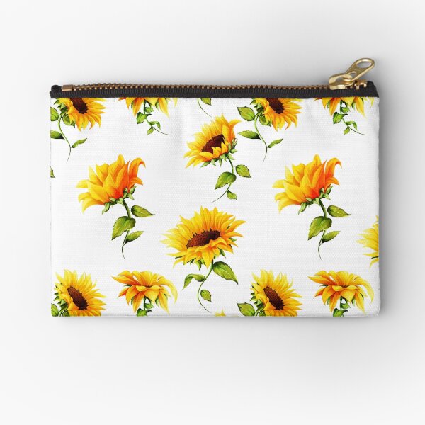 Sunflowers on white Zipper Pouch