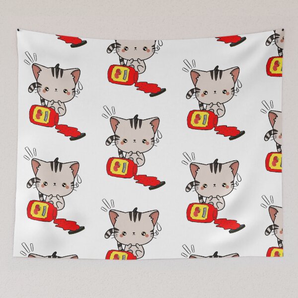 Item preview, Cute Tabby Cat Spilled Tomato Ketchup designed and sold by Pet Station.