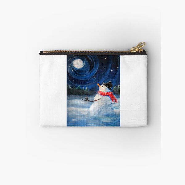 Item preview, Snowman Gazes at Night Sky & Moon - Folk Painting - Holiday Card, Cristmas Card, Greeting Card, Winter Card, Snowman Card, Greeting Card, Postcard designed and sold by Leah McNeir.