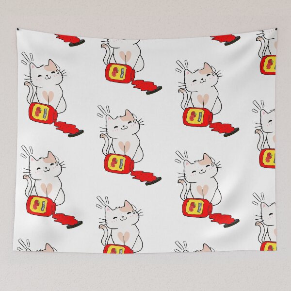 Item preview, Cute White Cat Spilled Tomato Ketchup designed and sold by Pet Station.