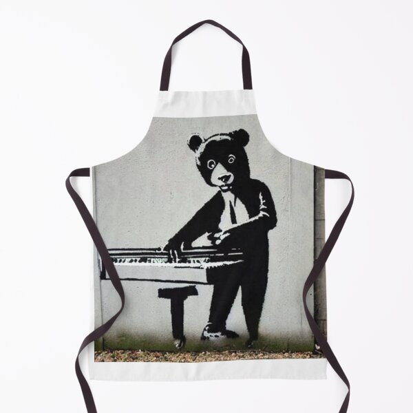 Item preview, Musician Teddy Bear playing piano | Banksy-inspired original street art stencil mural designed and sold by ArtworkbyEmmy.