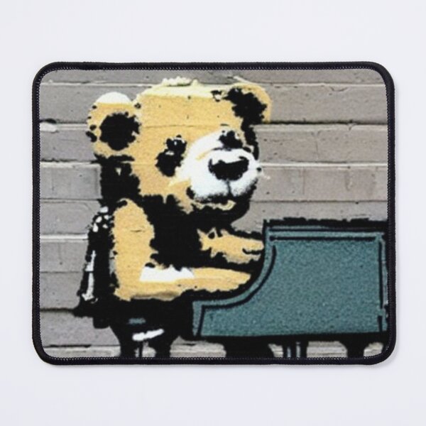 Item preview, Musician Teddy Bear playing piano | Banksy-inspired original street art stencil mural designed and sold by ArtworkbyEmmy.