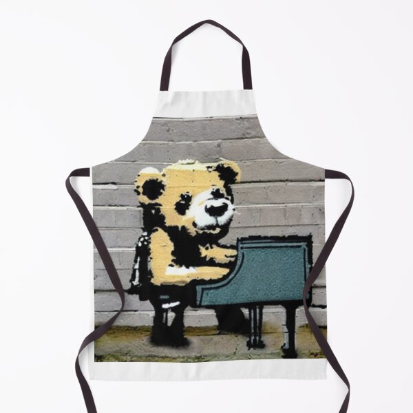 Item preview, Musician Teddy Bear playing piano | Banksy-inspired original street art stencil mural designed and sold by ArtworkbyEmmy.