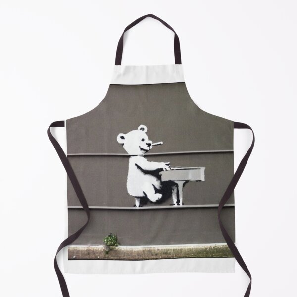 Item preview, Musician Teddy Bear playing piano | Banksy-inspired original street art stencil mural designed and sold by ArtworkbyEmmy.