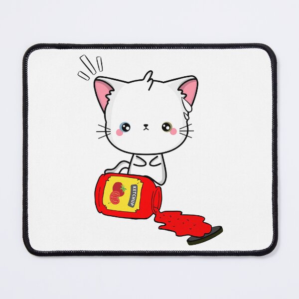 Item preview, Cute White Cat Spilled Tomato Ketchup designed and sold by Pet Station.