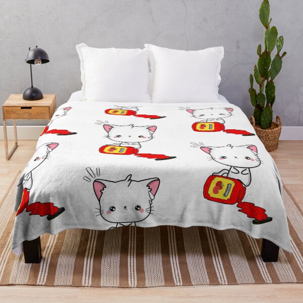 Item preview, Cute White Cat Spilled Tomato Ketchup designed and sold by Pet Station.