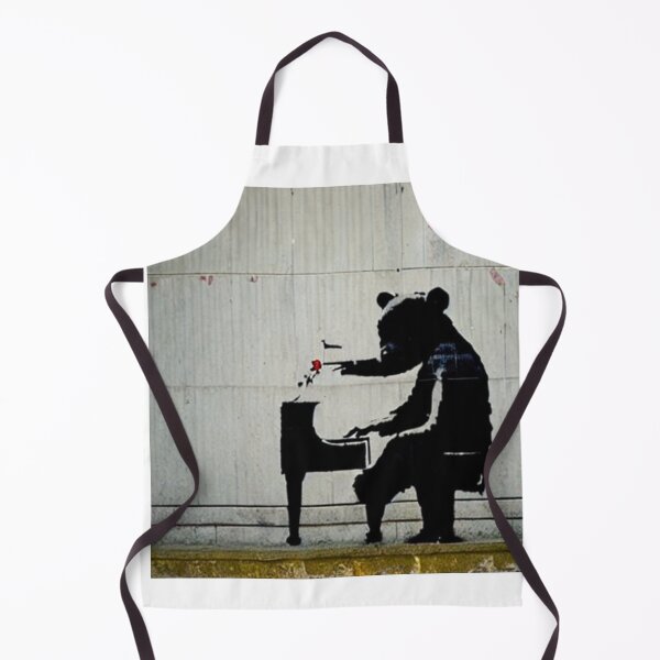 Item preview, Musician Teddy Bear playing piano | Banksy-inspired original street art stencil mural designed and sold by ArtworkbyEmmy.
