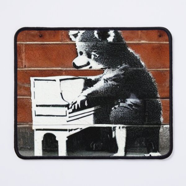 Item preview, Musician Teddy Bear playing piano | Banksy-inspired original street art stencil mural designed and sold by ArtworkbyEmmy.