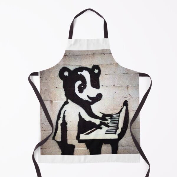 Item preview, Musician Teddy Bear playing piano | Banksy-inspired original street art stencil mural designed and sold by ArtworkbyEmmy.