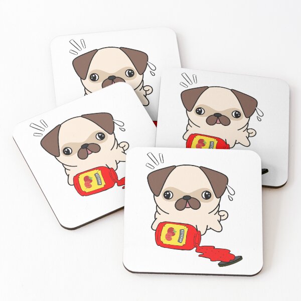 Item preview, Cute Pug Spilled Tomato Ketchup designed and sold by Pet Station.