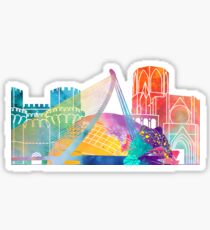 Valencia landmarks watercolor poster Sticker