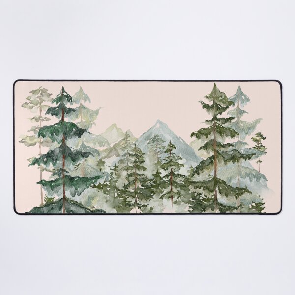 Item preview, Watercolor Pine Forest and mountain Aesthetic Graphic designed and sold by Nature Hues.