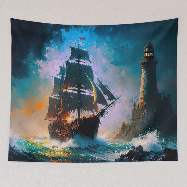 Item preview, An Ancient Galleon in a stormy sea designed and sold by AM FineArtPrints.