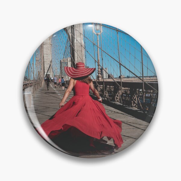 Item preview, Lady in red on Brooklyn Bridge designed and sold by Sam Diego.