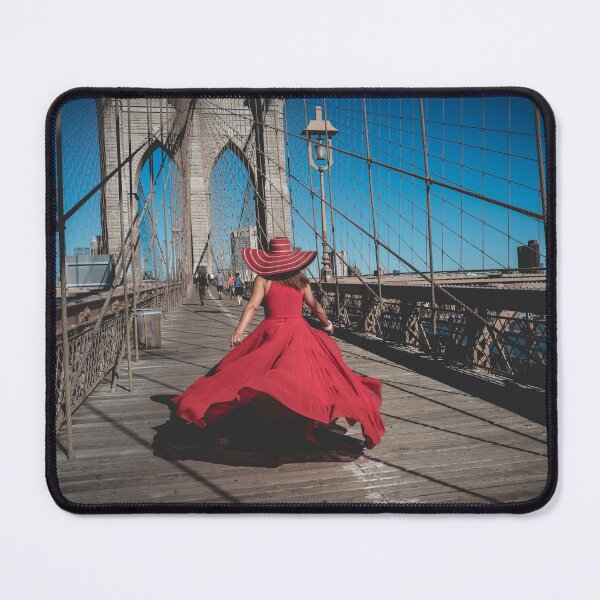 Item preview, Lady in red on Brooklyn Bridge designed and sold by Sam Diego.