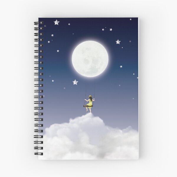 Item preview, girl dreaming above cloud swinging with moon designed and sold by clad63.