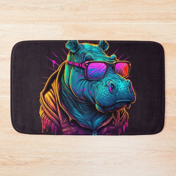 Artikelvorschau, Retrowave Nilpferd entworfen und verkauft von Abili-Tees.