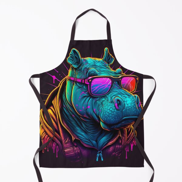 Artikelvorschau, Retrowave Nilpferd entworfen und verkauft von Abili-Tees.