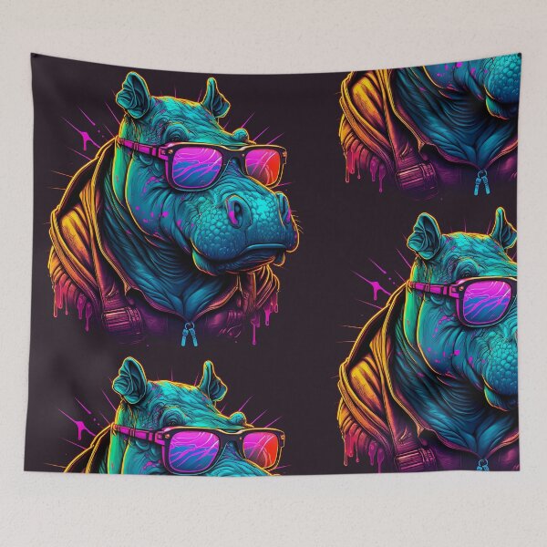 Item preview, Retrowave Hippo designed and sold by Abili-Tees.