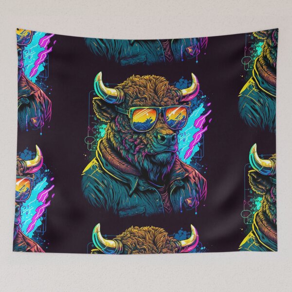 Item preview, Retrowave Bison designed and sold by Abili-Tees.