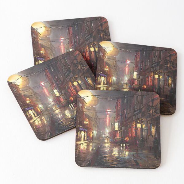 Artikelvorschau, Moonlit Alley - Rainy Nights and Glowing Lights entworfen und verkauft von DreamOfTheFeral.