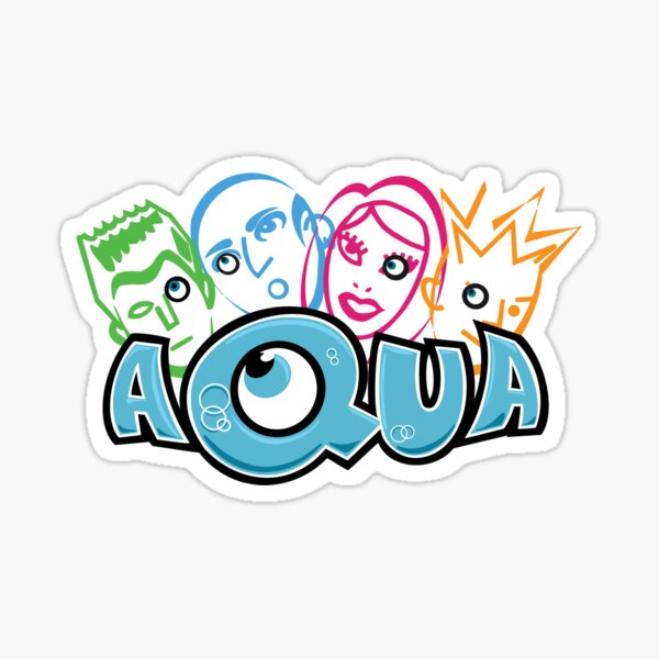 Aqua Cartoon Heads Sticker
