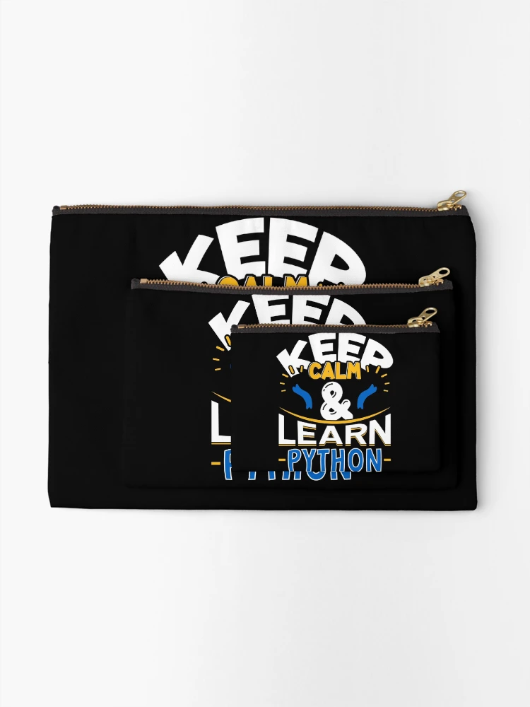 Thumbnail 2 of 4, Zipper Pouch, Python Programming Keep Calm and Learn Python designed and sold by MadPanda.
