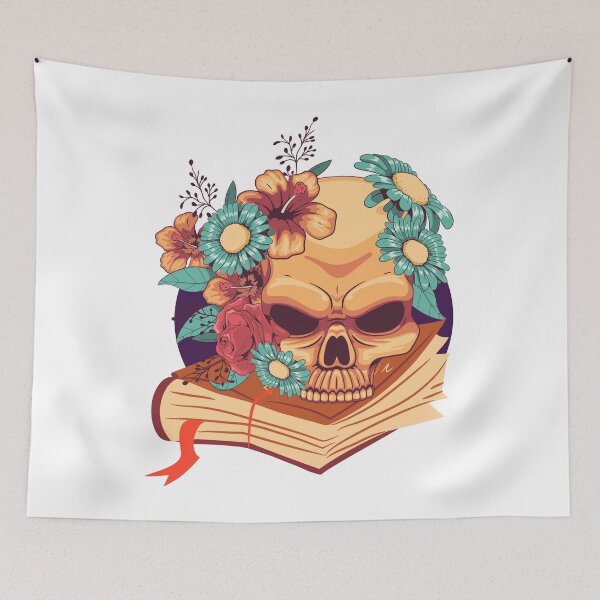 Item preview, Book and skull designed and sold by addict2reading.