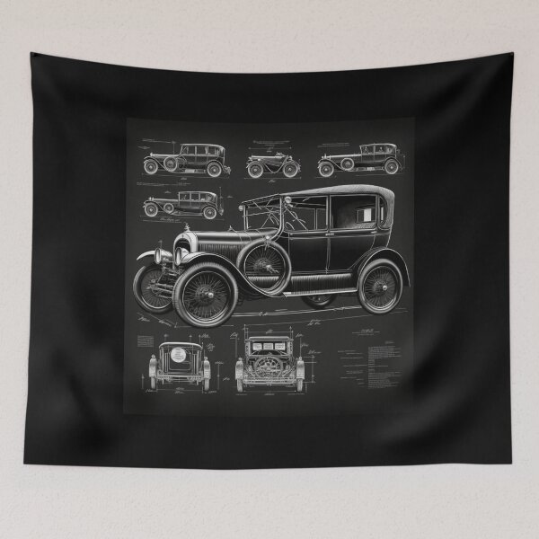 Item preview, 1920s Car with Technical and Sophisticated Diagrammatic 1920s Car with Retro Charm designed and sold by nmichom.
