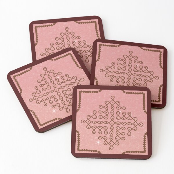 Dot kolam/muggu/sikku kolam Coasters (Set of 4)