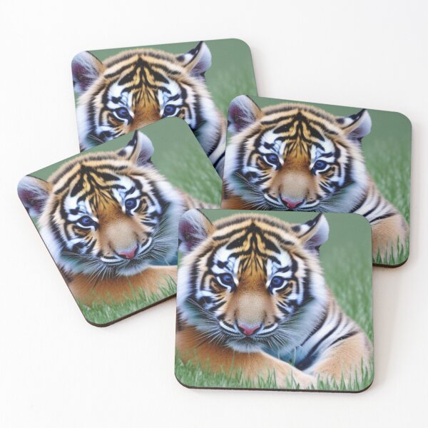 Item preview, Tiger cub on the grass digital portrait   designed and sold by HofTao.