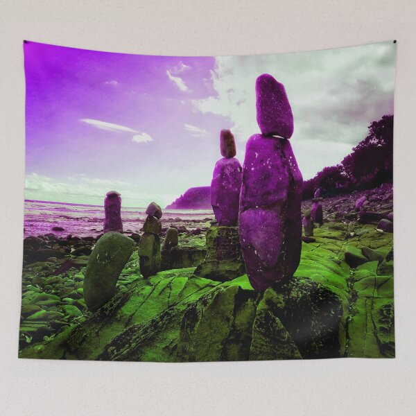 Item preview, Alien Landscape Art Rocky Beach Scene Strange Beach Pebble Towers 1 of 4 designed and sold by Beachy.