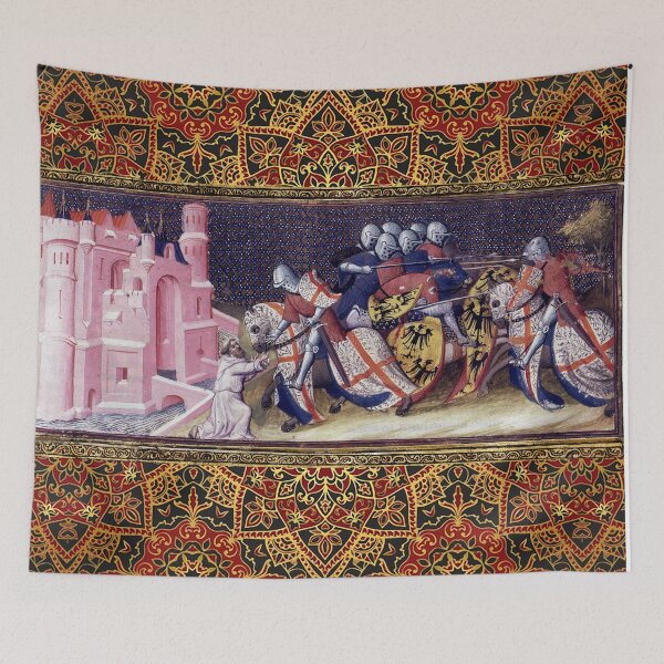 Item preview, Galahad combatting the brothers of the Castle of Maidens,receiving a key Arthurian Legends Medieval Miniature designed and sold by BulganLumini.