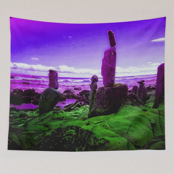 Item preview, Alien Landscape Art Rocky Beach Scene Strange Beach Pebble Towers 3 of 4 designed and sold by Beachy.