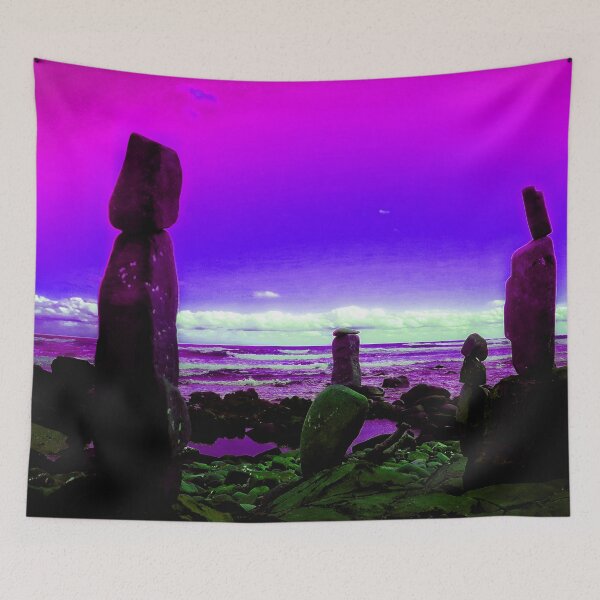 Item preview, Alien Landscape Art Rocky Beach Scene Strange Beach Pebble Towers 4 of 4 designed and sold by Beachy.