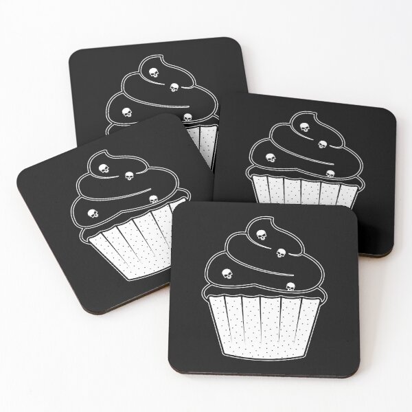 Item preview, Black Cupcake Pastry Lover Baked Goods Dot Pattern Goth Skulls Sweets designed and sold by SoccaTamam.