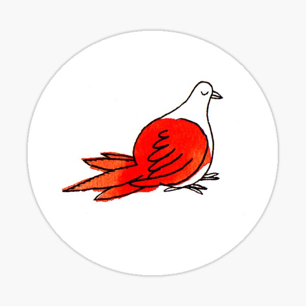 Fat Red Bird Sticker