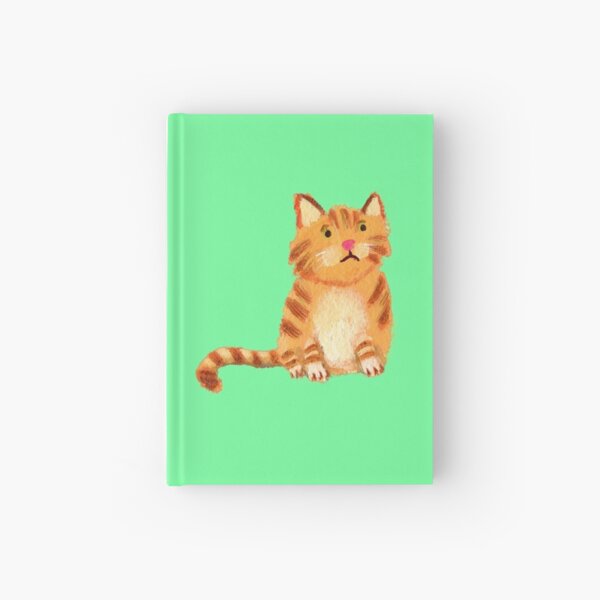 Ginger Cat on green Hardcover Journal