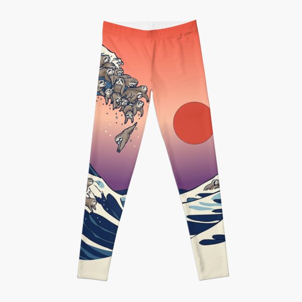 The Great Wave of Sloth Leggings