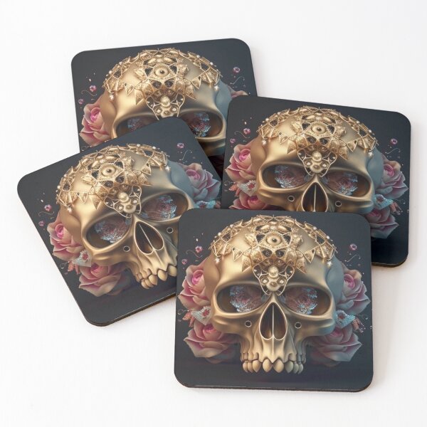 Item preview, Golden and botanic skull #001 designed and sold by Anas Xenophon.