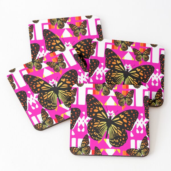 Item preview, Hot Pink  / White  / Fire Color  Native Butterfly Blanket Print  designed and sold by JMWCD.