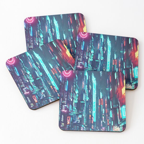 Item preview, Cyber city view neon lights in beautiful night  designed and sold by vishalraifx.