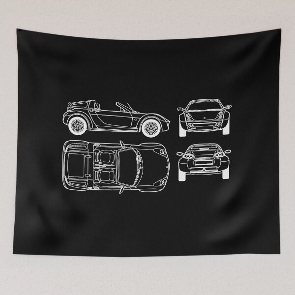 Item preview, Smart Roadster Drawing White Lines designed and sold by Smart-Racer.