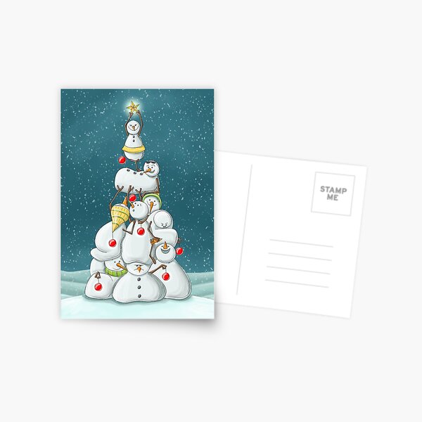 Item preview, Snowman forming Christmas tree clambering on each other designed and sold by creaschon.