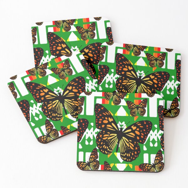 Item preview, Green  / White  / Fire Color  Native Butterfly Blanket Print  designed and sold by JMWCD.