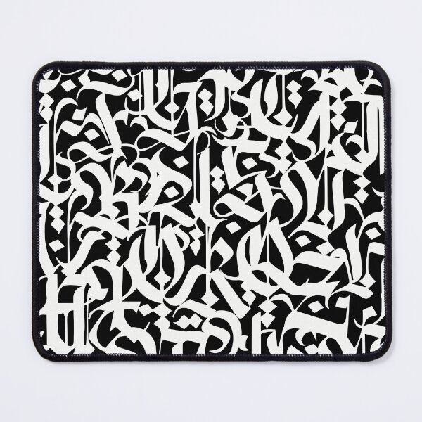 Item preview, calligraphy pattern 5 - white on black design - abstract typography designed and sold by ohaniki.