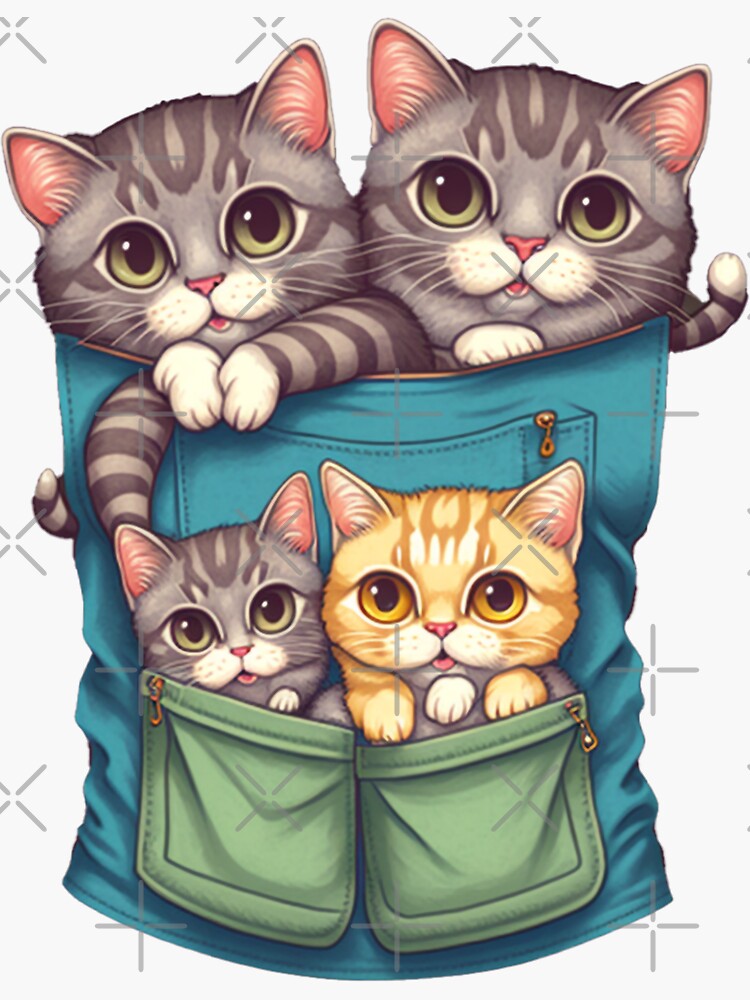 "cats in pockets-cute cats in pockets-cute cats-cute kittins." Sticker ...