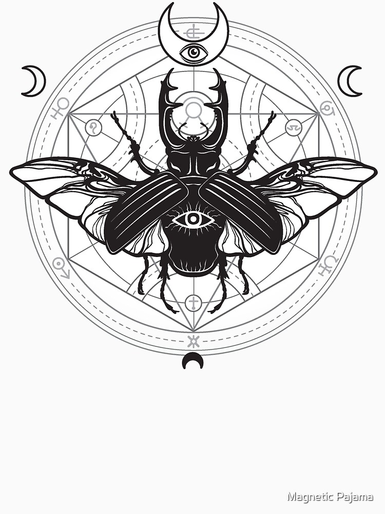 Beetle with Sacred Geometry, All-Seeing Eye and Crescent Moons by MagneticMama