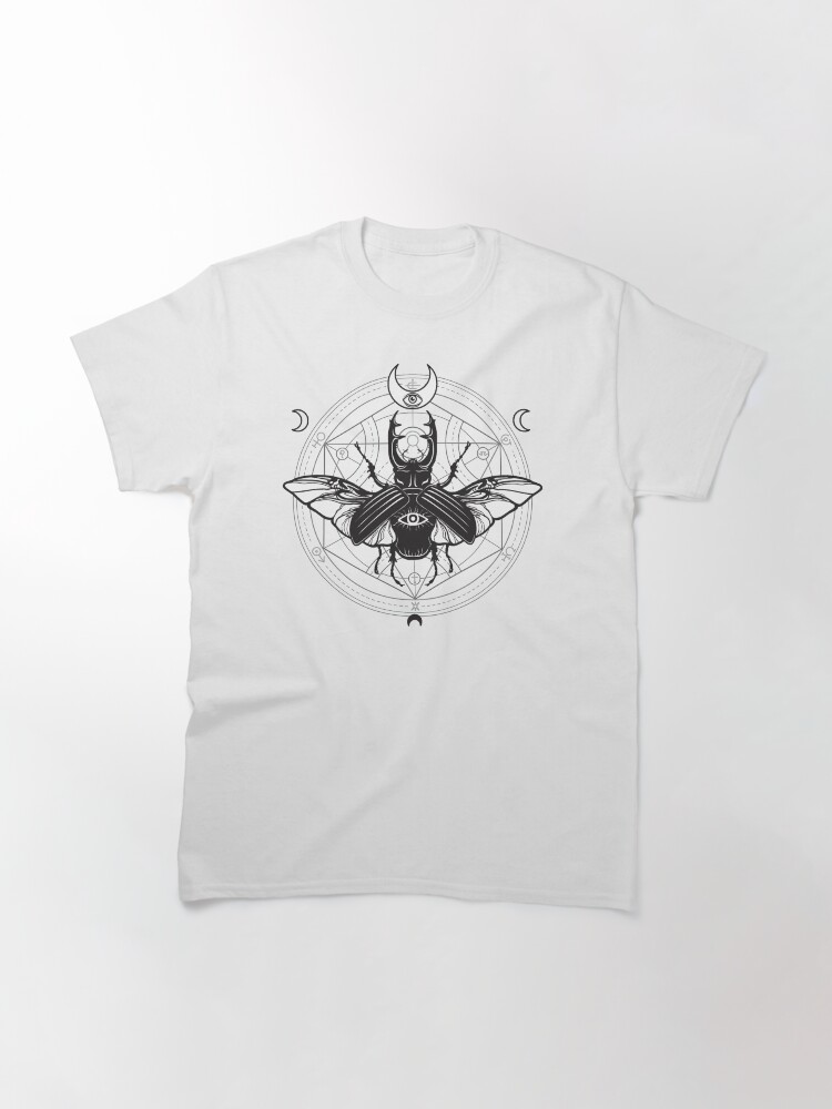 Alternate view of Beetle with Sacred Geometry, All-Seeing Eye and Crescent Moons Classic T-Shirt