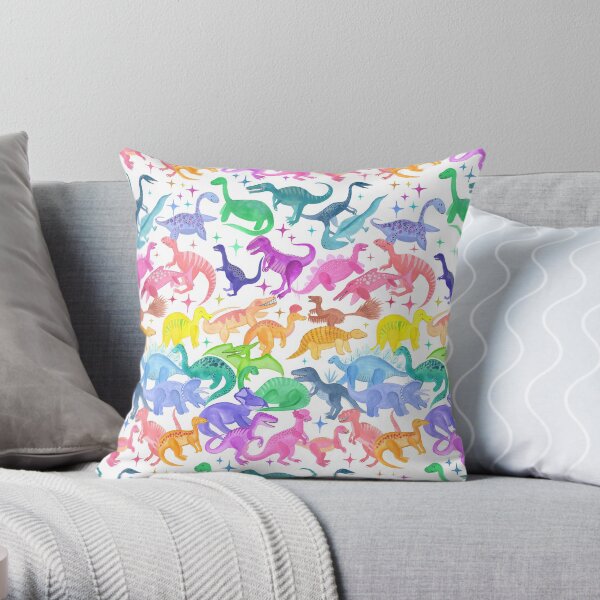 Roarsome Rainbow Dinosaur Alphabet Throw Pillow